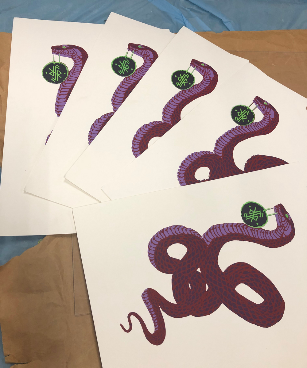 Original Silkscreen Print - Bind Rune Snake – Alchemy & Aura